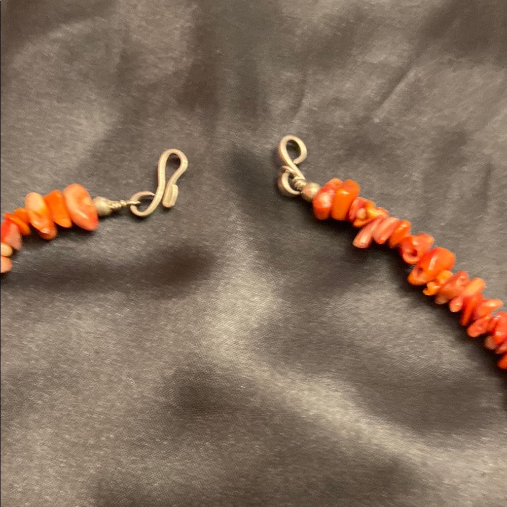 Coral and Silver Beaded Necklace - Picture 5 of 11